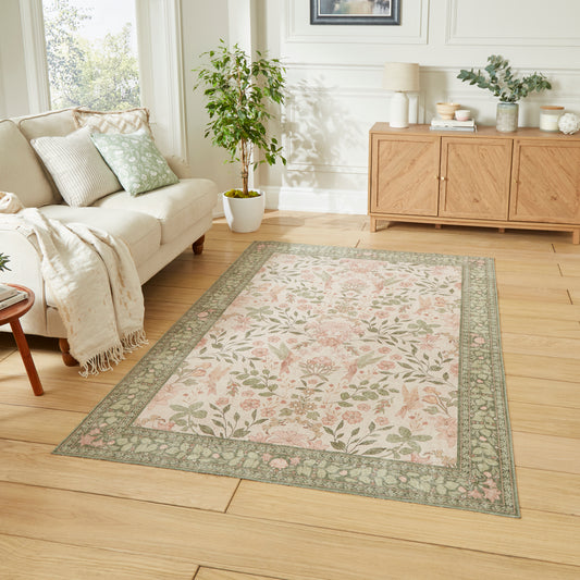 Versailles H1423 Washable Rug - Beige/Green