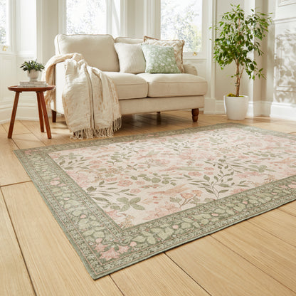 Versailles H1423 Washable Rug - Beige/Green