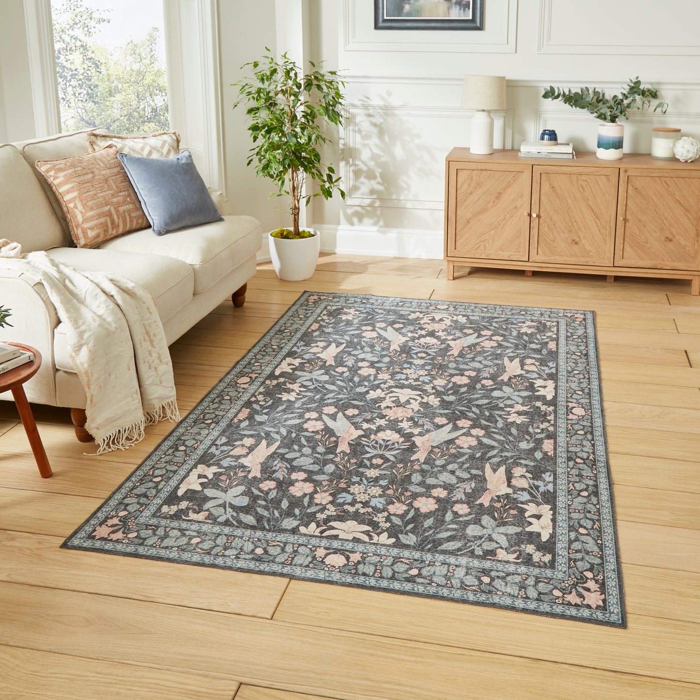 Versailles H1423 Washable Rug - Dark Blue