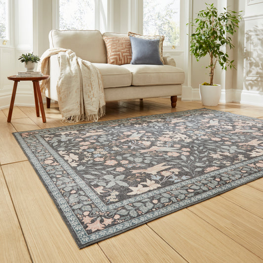 Versailles H1423 Washable Rug - Dark Blue