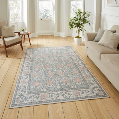 Versailles H1424 Washable Rug - Beige/Blue
