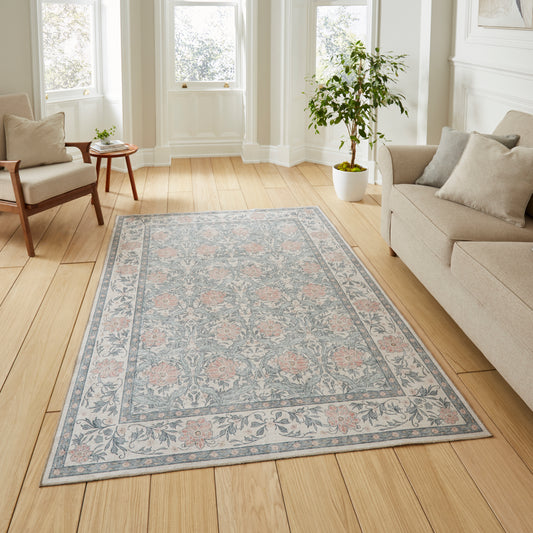 Versailles H1424 Washable Rug - Beige/Blue