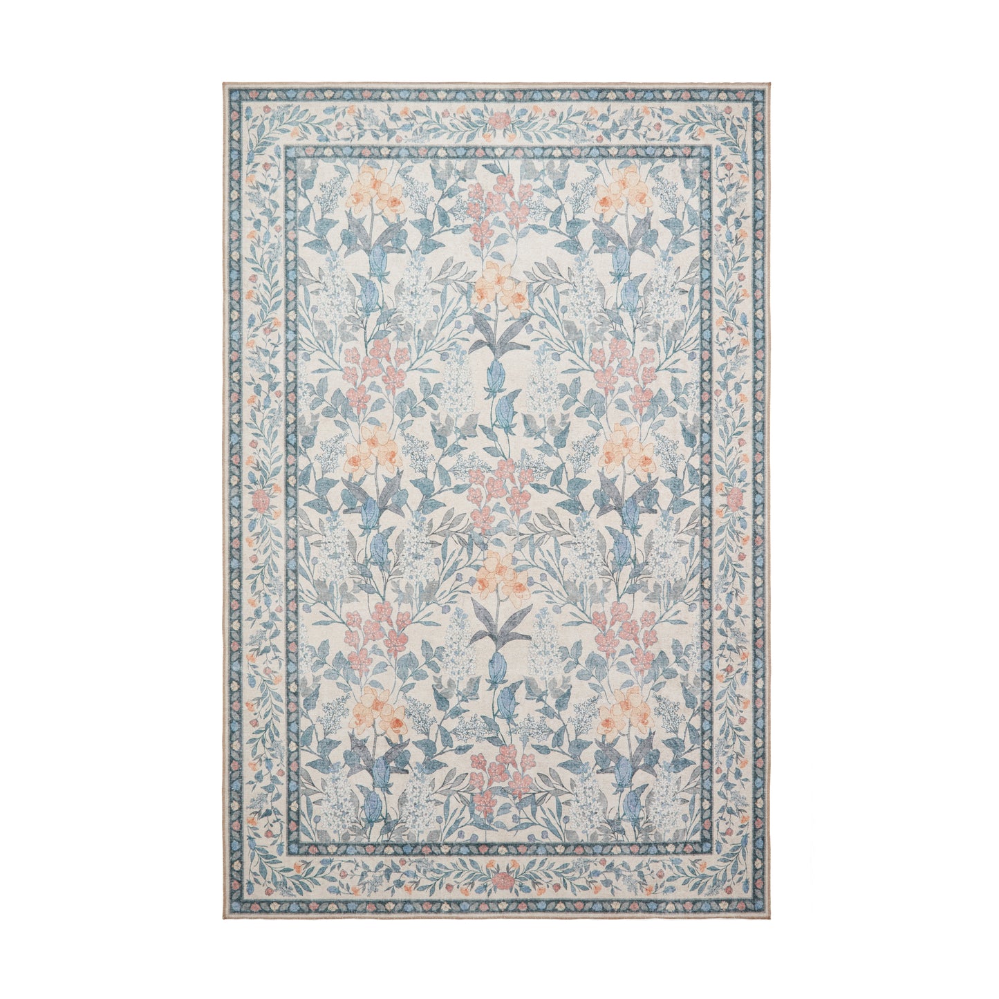 Versailles H1425 Washable Rug - Beige/Blue