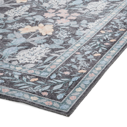 Versailles H1425 Washable Rug - Dark Blue