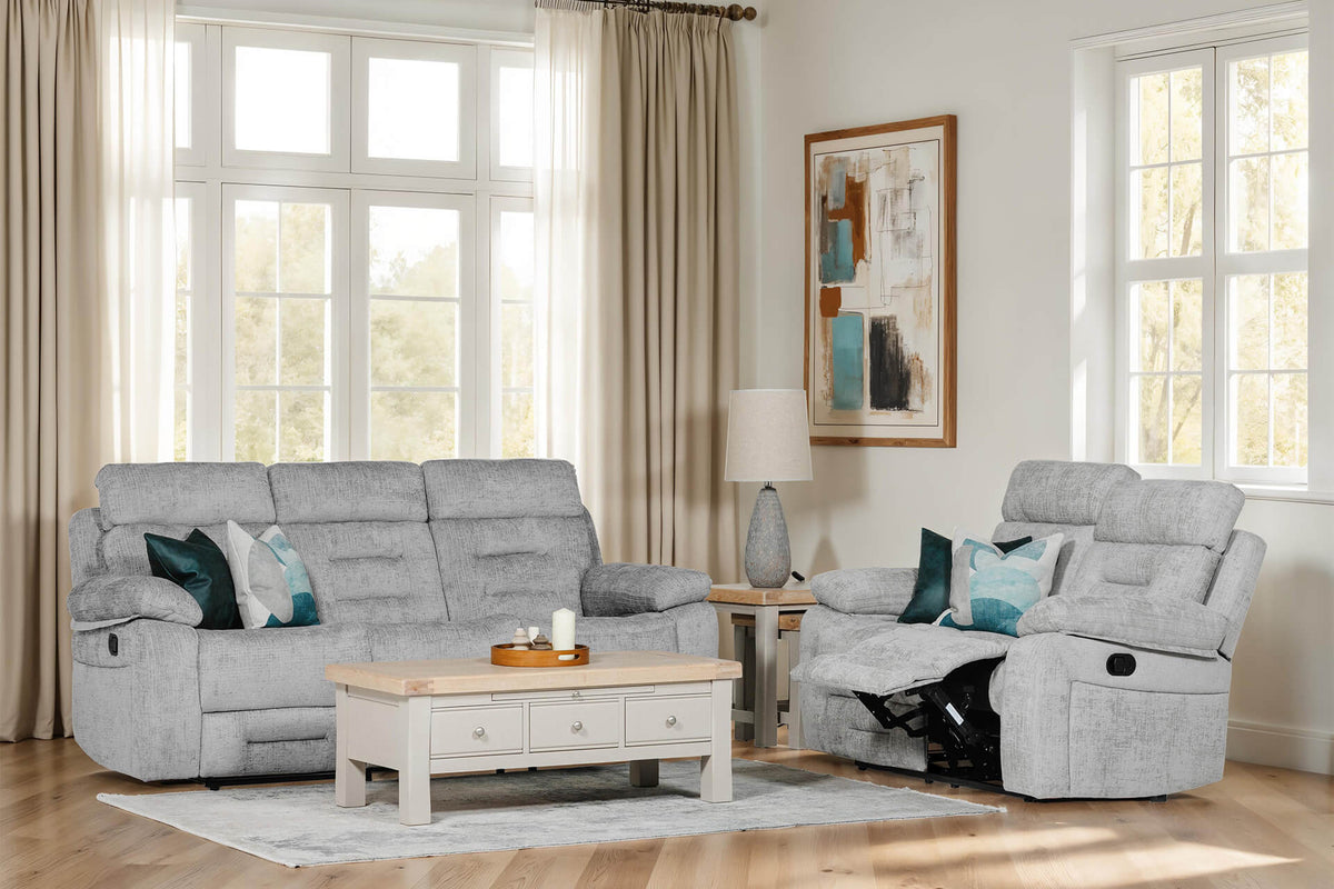 Wilbur 2 Seater Manual Recliner Sofa - Grey