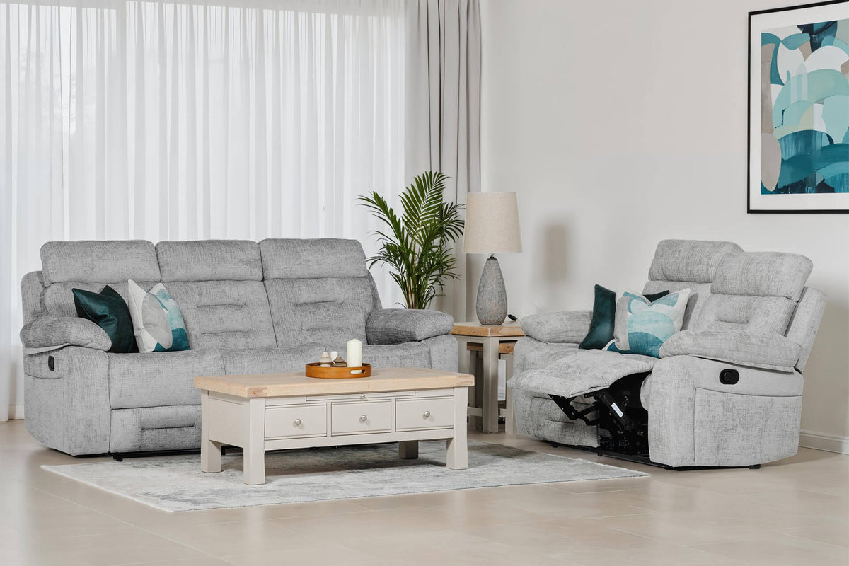 Wilbur 3 Seater Manual Recliner Sofa - Grey