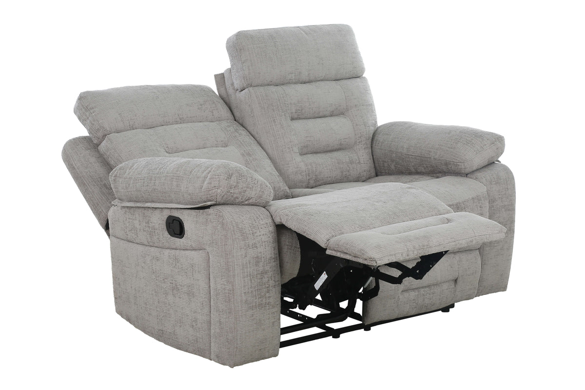 Wilbur 2 Seater Manual Recliner Sofa - Grey