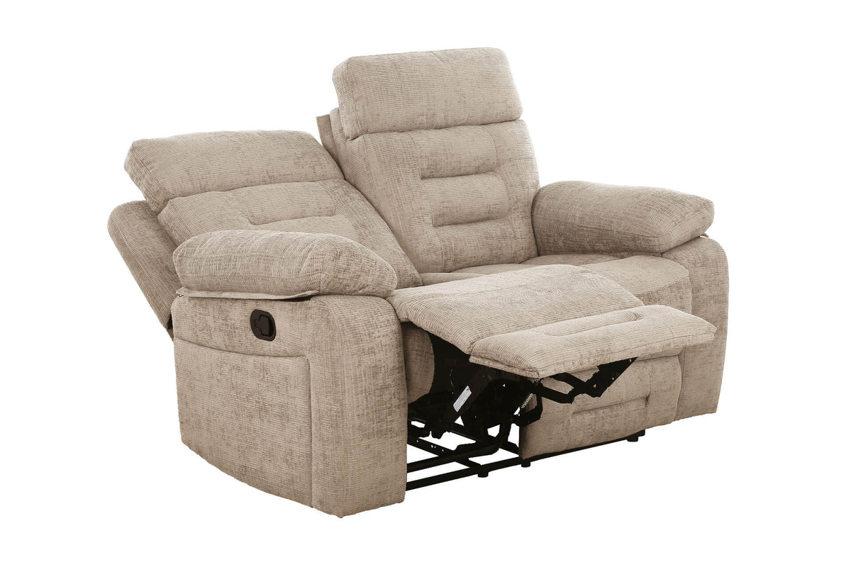 Wilbur 2 Seater Manual Recliner Sofa - Latte