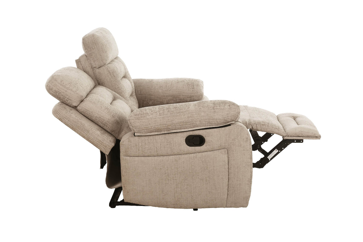 Wilbur 2 Seater Manual Recliner Sofa - Latte