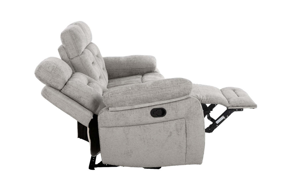 Wilbur 3 Seater Manual Recliner Sofa - Grey