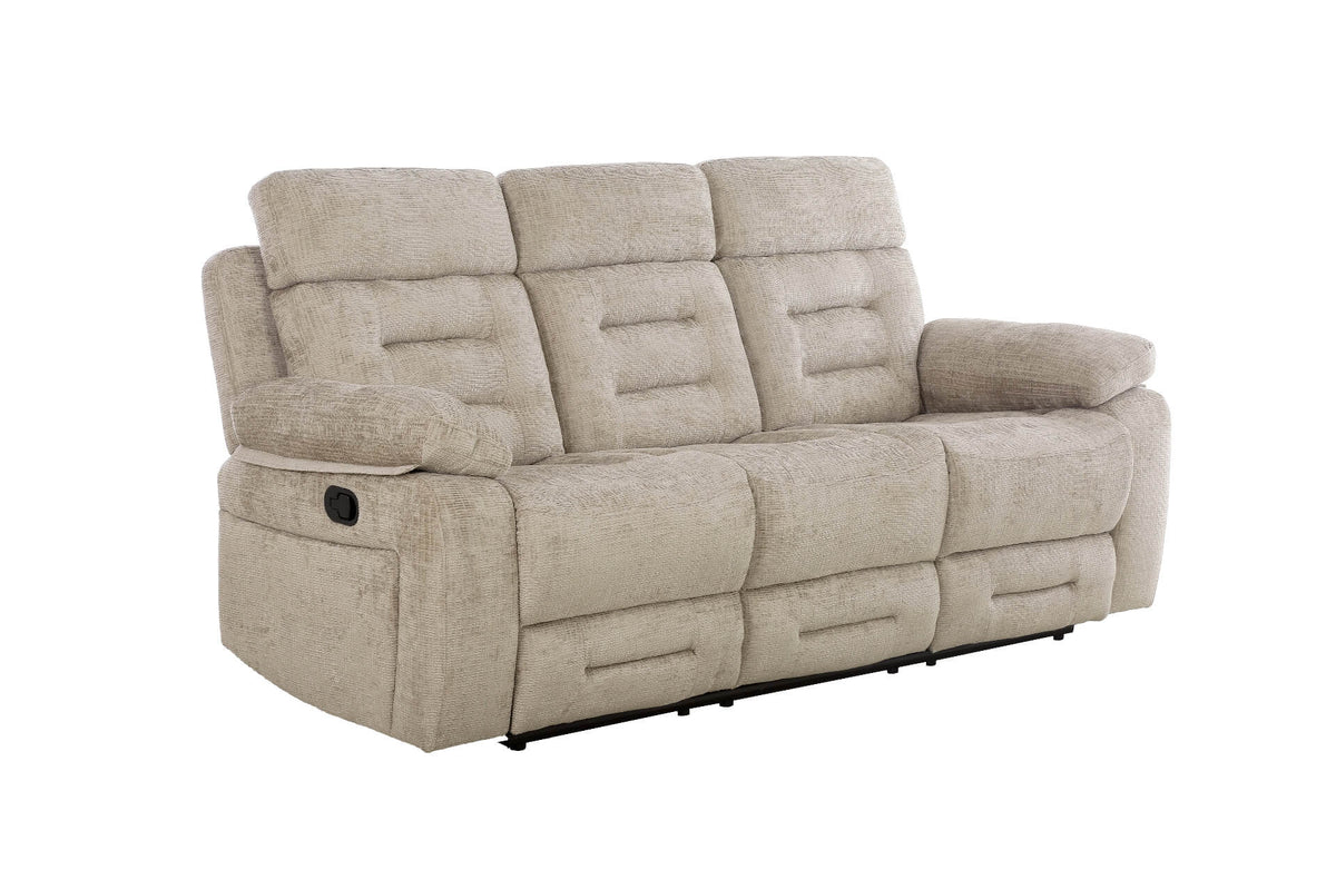 Wilbur 3 Seater Manual Recliner Sofa - Latte