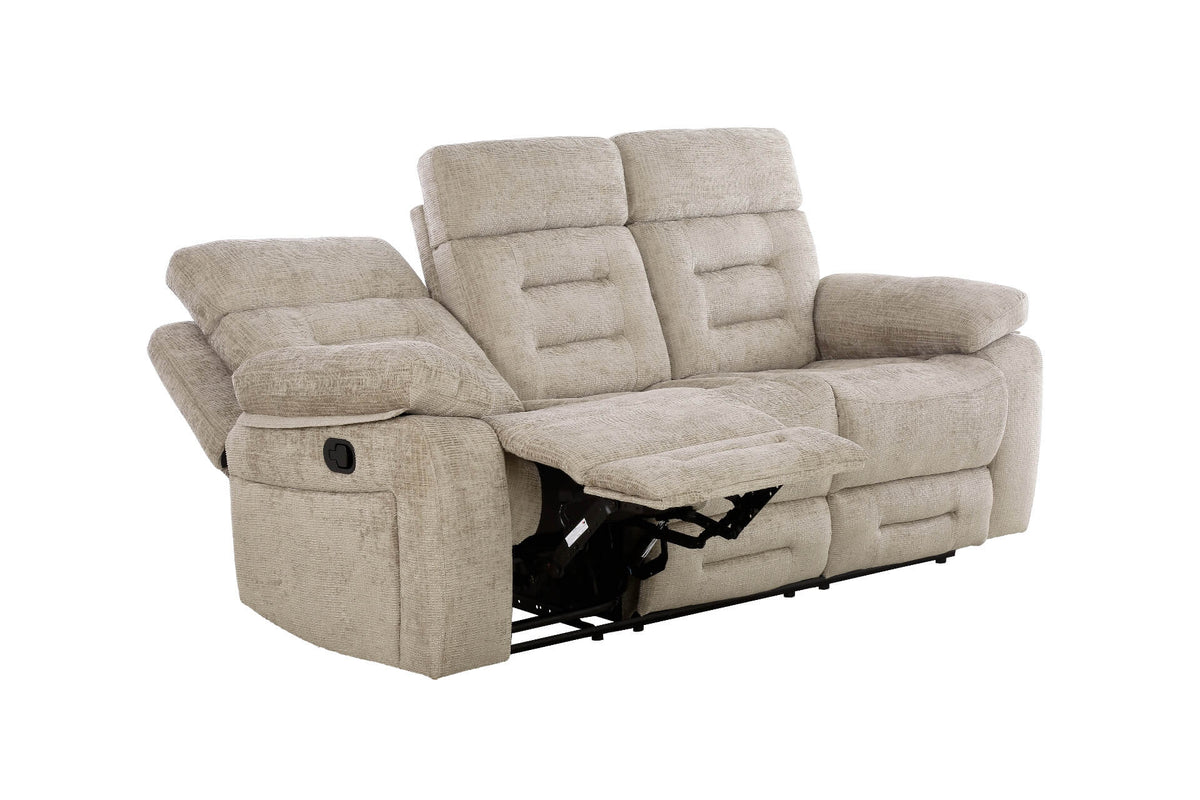 Wilbur 3 Seater Manual Recliner Sofa - Latte