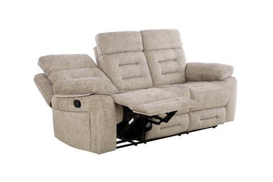 Wilbur 3 Seater Manual Recliner Sofa - Latte