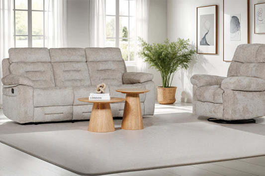 Wilbur 3 Seater Manual Recliner Sofa - Latte