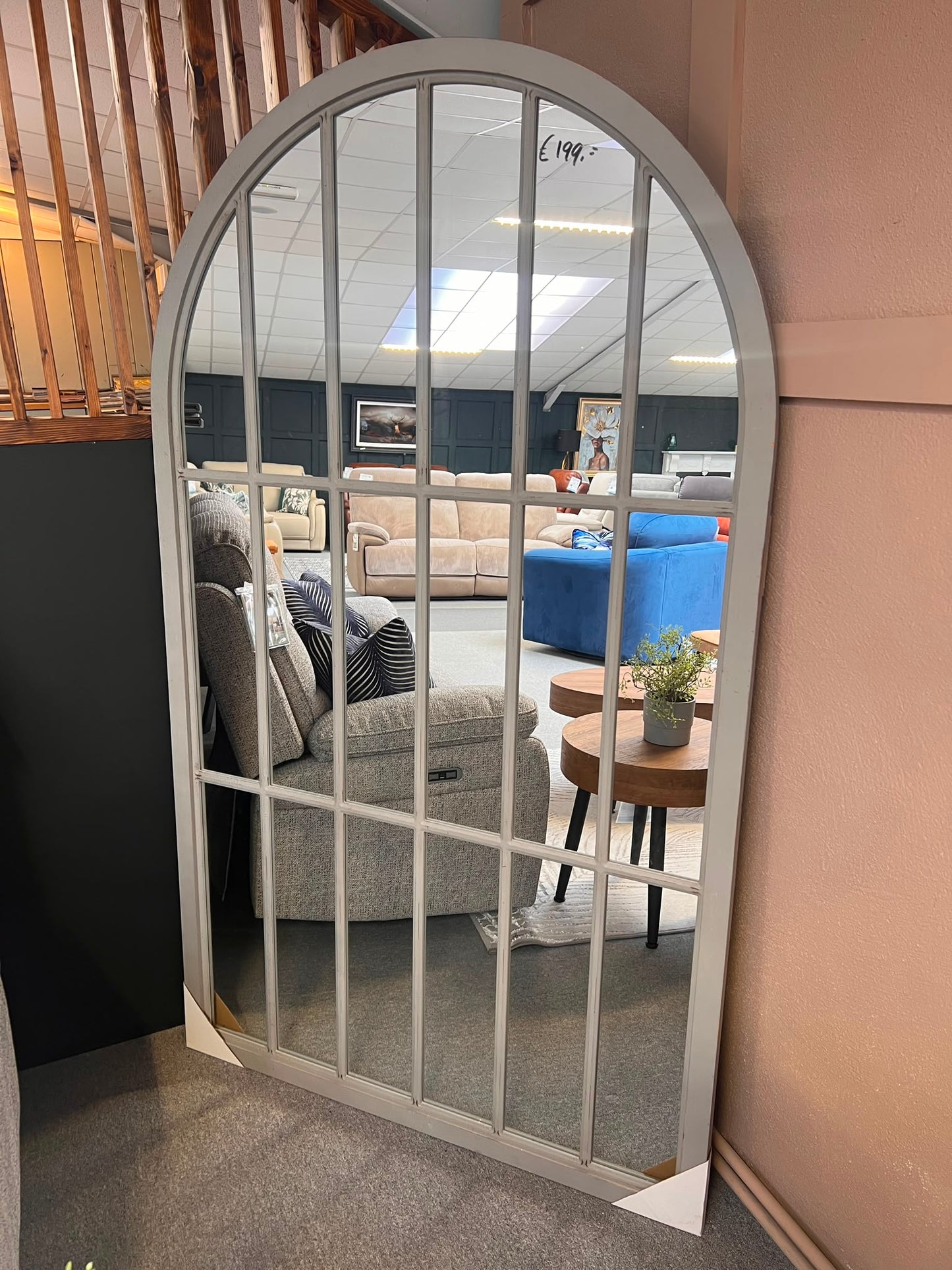 Arched Window Pane Mirror - Floor Model Only