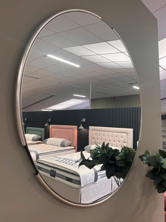 Brushed Champagne Round Mirror - 80cm