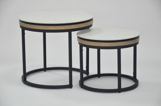 Zara Nest of Tables - Marble Effect White