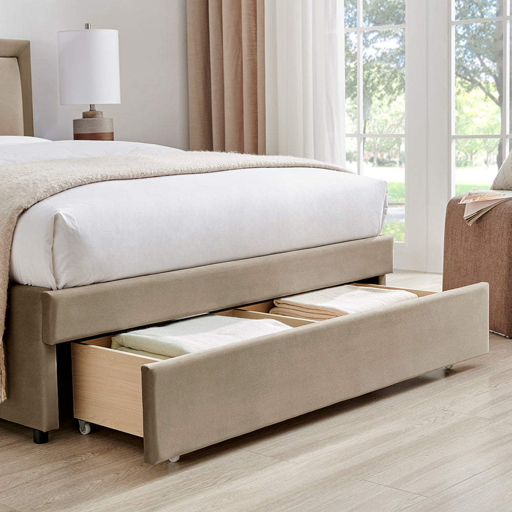 Ursa Storage Bed (LB78) - Taupe Velvet - Multiple Sizes