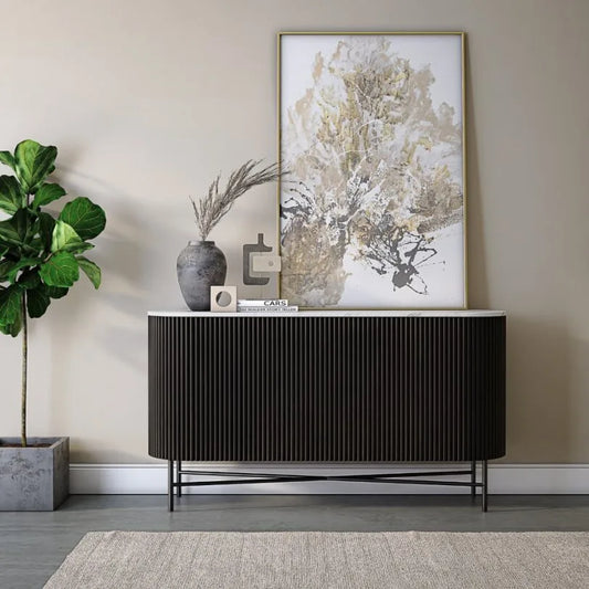 Lucas Sideboard - Black w/ Marble Top - Multiple Sizes