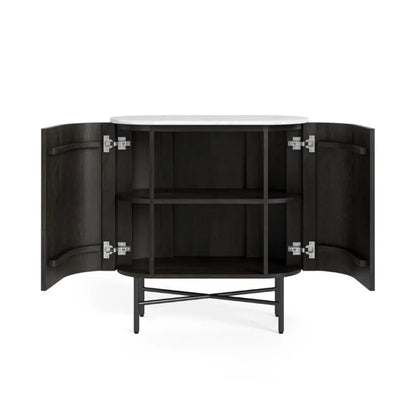 Lucas Sideboard - Black w/ Marble Top - Multiple Sizes