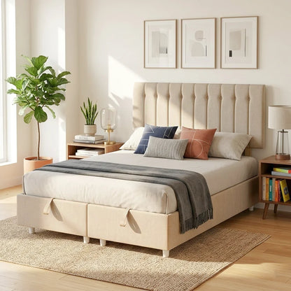 Bella Storage Bed - Stone - Multiple Sizes