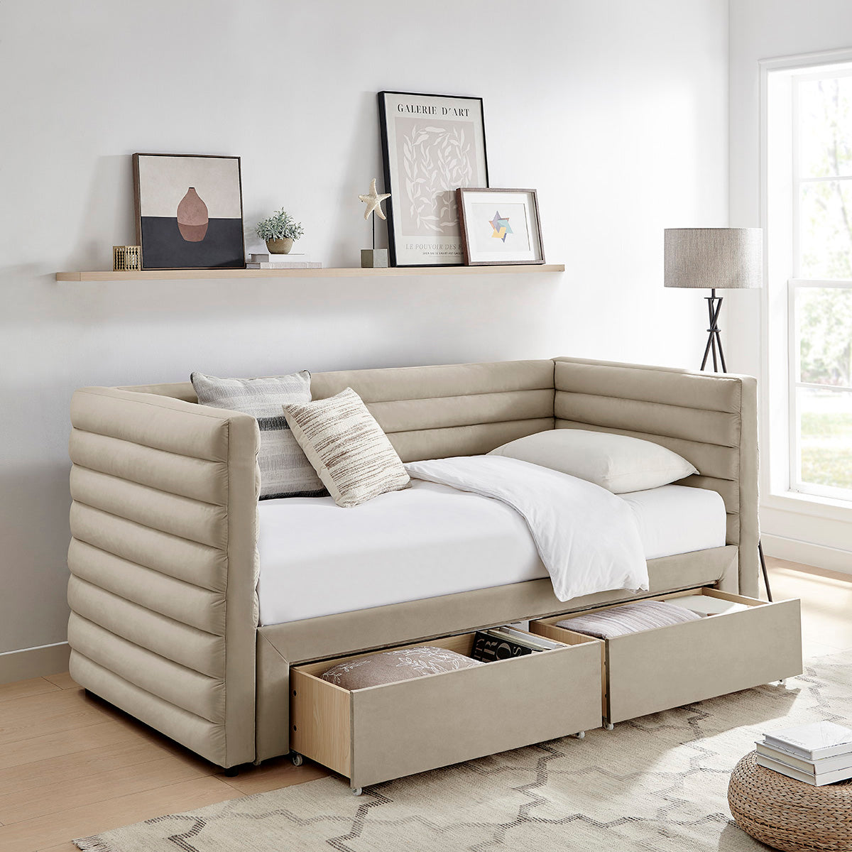 Bellatrix Day Bed (LB79) - Taupe Velvet