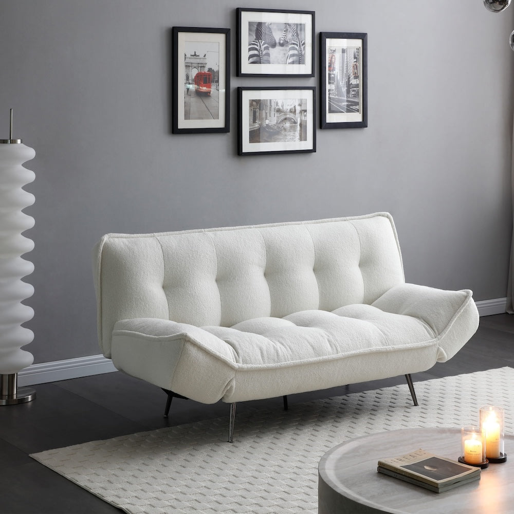 Remi Sofa Bed - Cream Sherpa Fabric