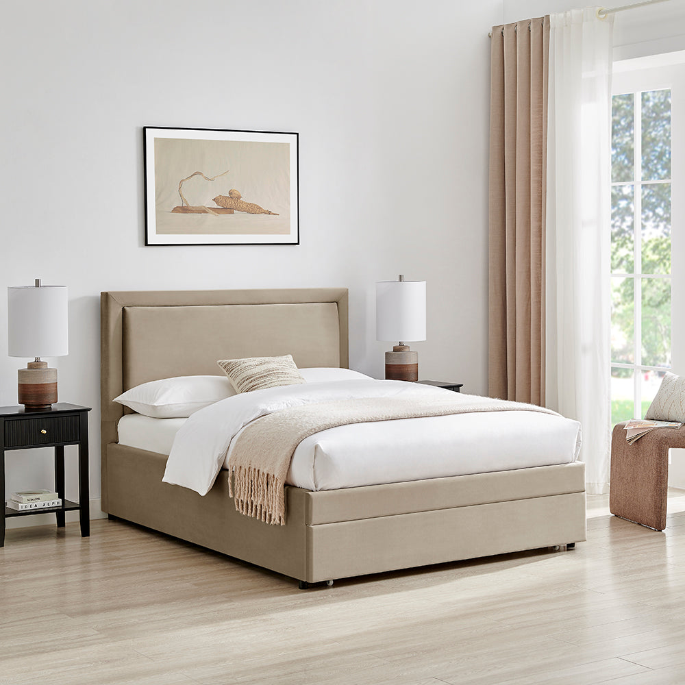 Ursa Storage Bed (LB78) - Taupe Velvet - Multiple Sizes