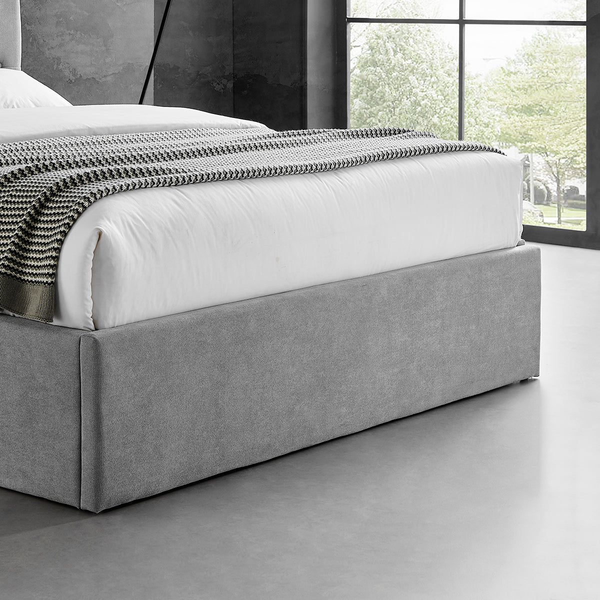 Rosa Storage Bed Frame (LB61) - Light Grey Fabric - Multiple Sizes