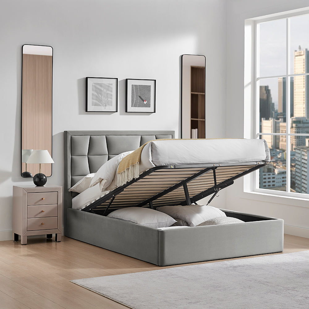 Carmen Storage Bed (LB88) - Silver - Multiple Sizes