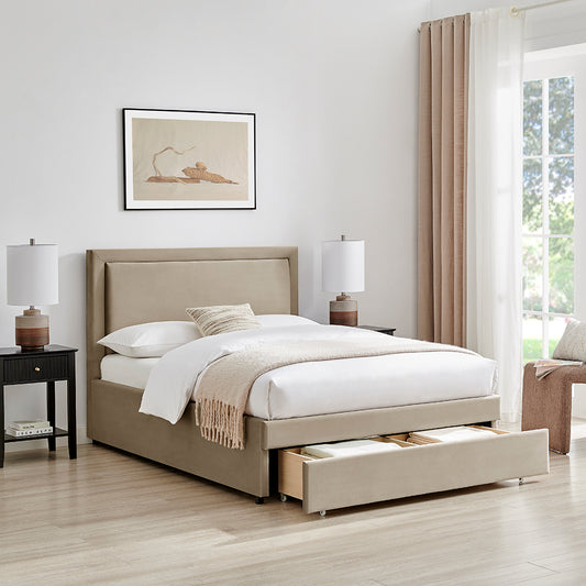 Ursa Storage Bed (LB78) - Taupe Velvet - Multiple Sizes