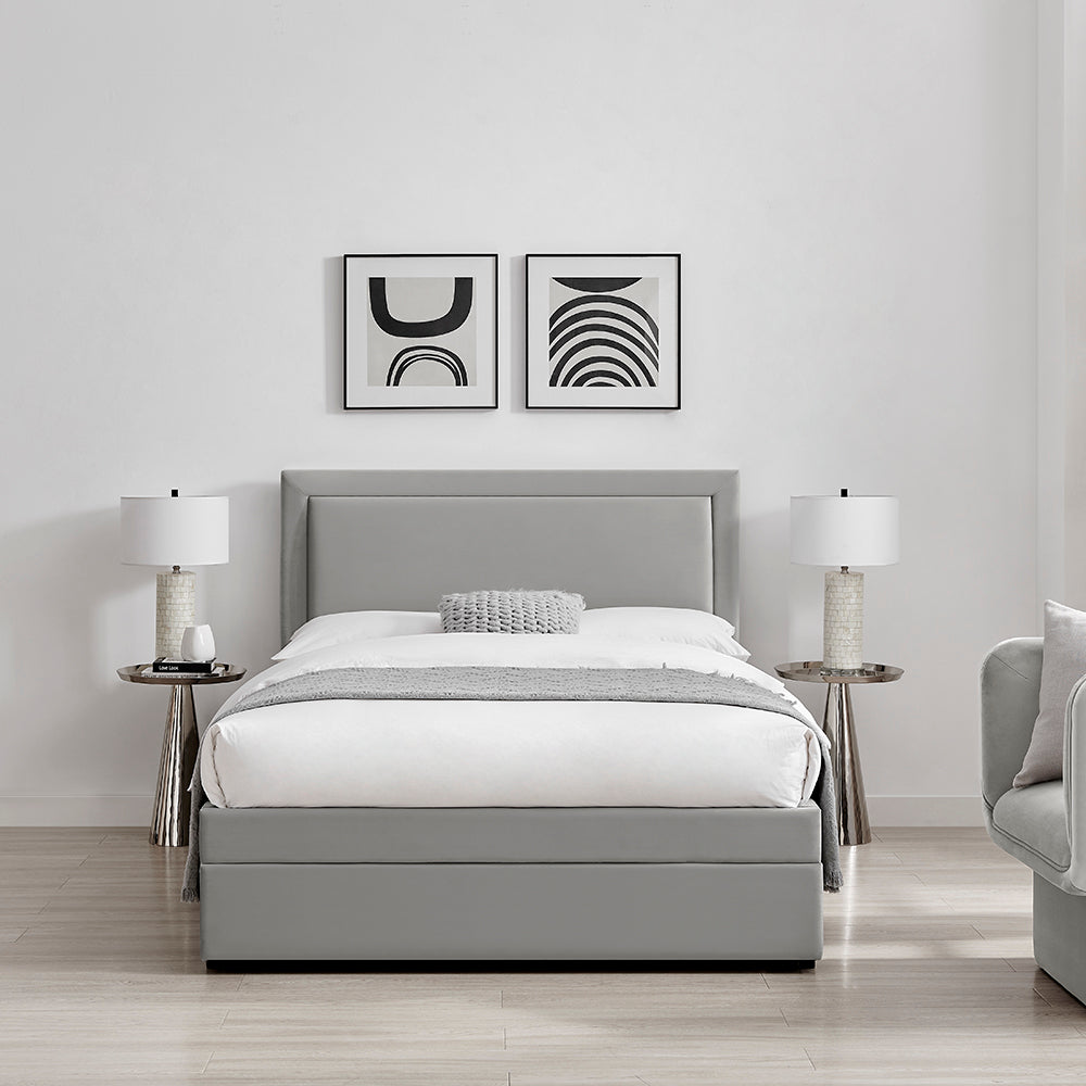Ursa Storage Bed (LB78) - Grey Velvet - Multiple Sizes