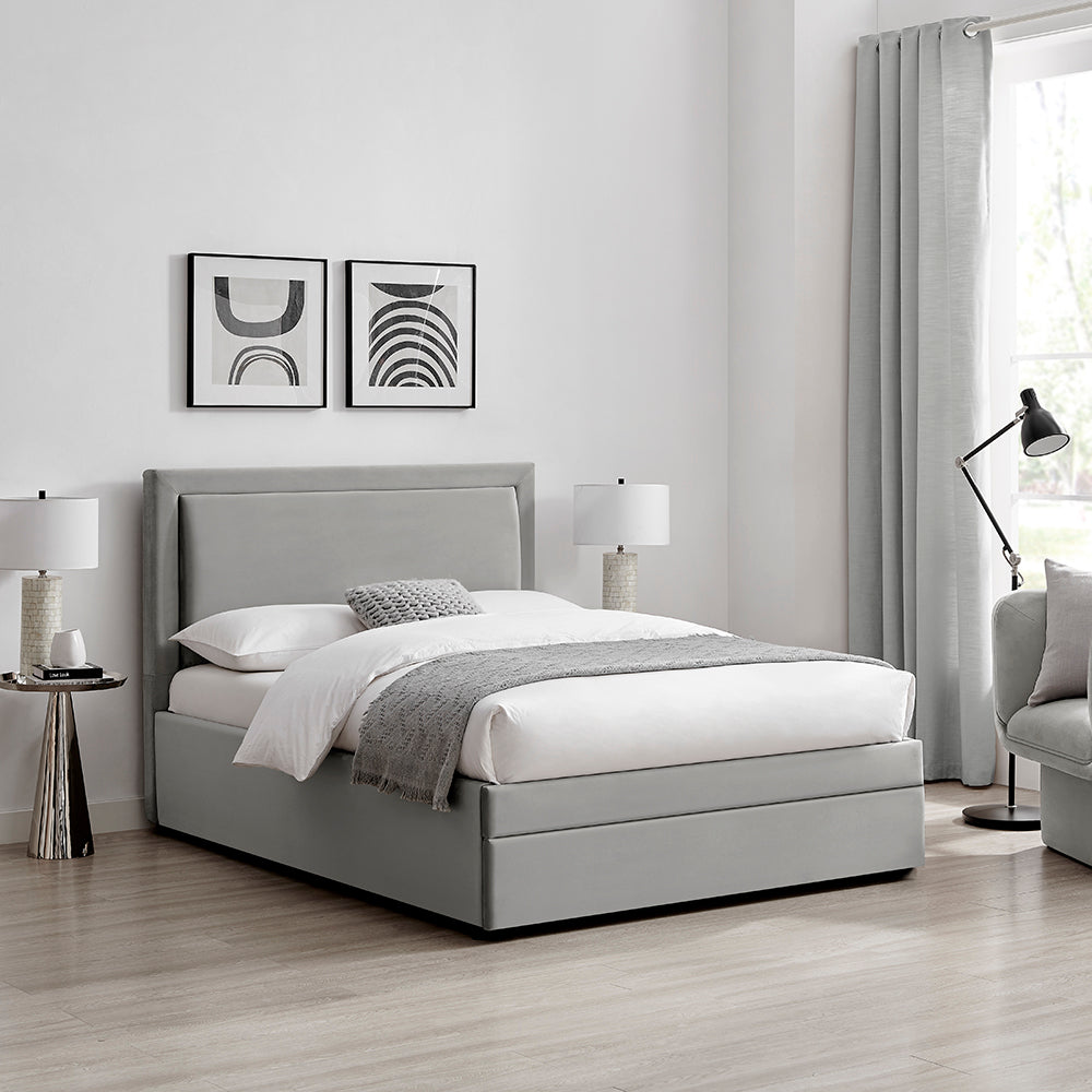 Ursa Storage Bed (LB78) - Grey Velvet - Multiple Sizes
