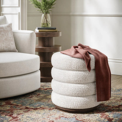 California Upholstered Foot Stool - Dark Oak