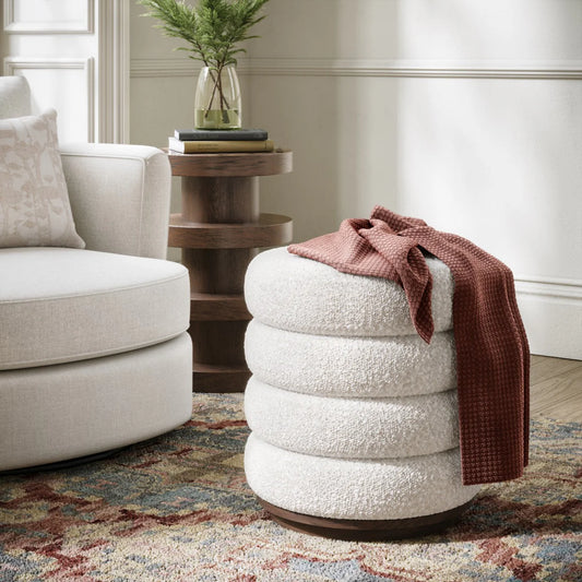 California Upholstered Foot Stool - Dark Oak