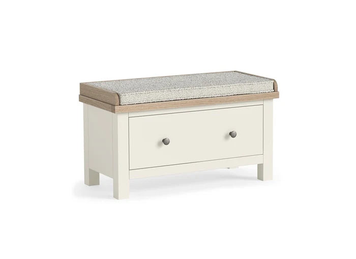 Modern Country Hallway Bench with Drawer - Coconut White