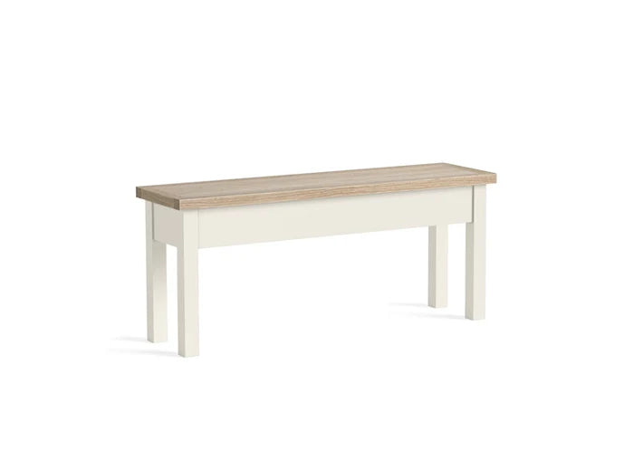 Modern Country Shallow Storage Bench - Coconut White