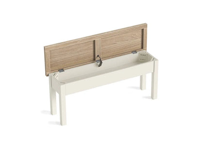 Modern Country Shallow Storage Bench - Coconut White