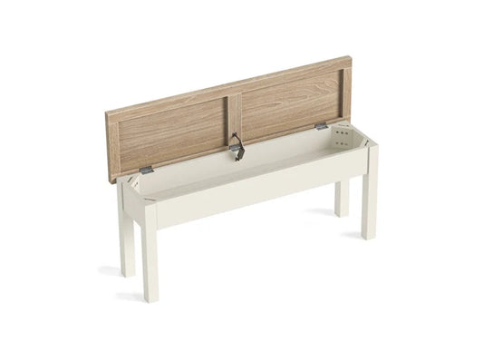 Modern Country Shallow Storage Bench - Coconut White