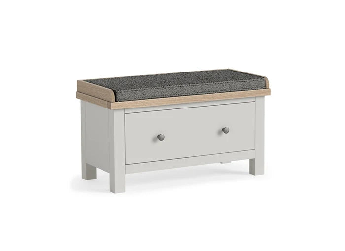 Modern Country Hallway Bench with Drawer - Stone Grey