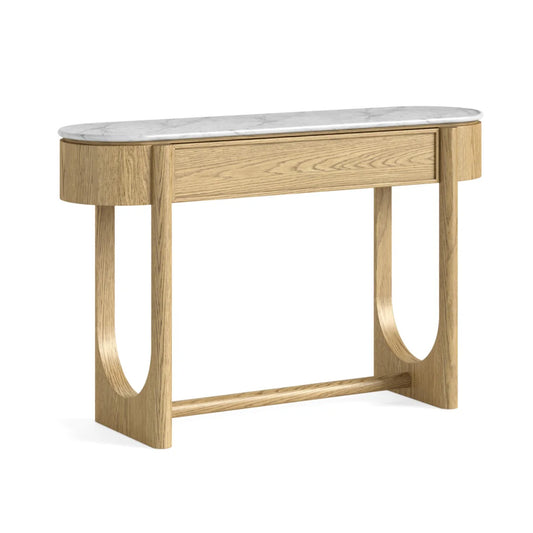 Phoenix Console Table - Oak w/ Marble Top