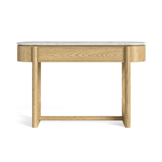 Phoenix Console Table - Oak w/ Marble Top