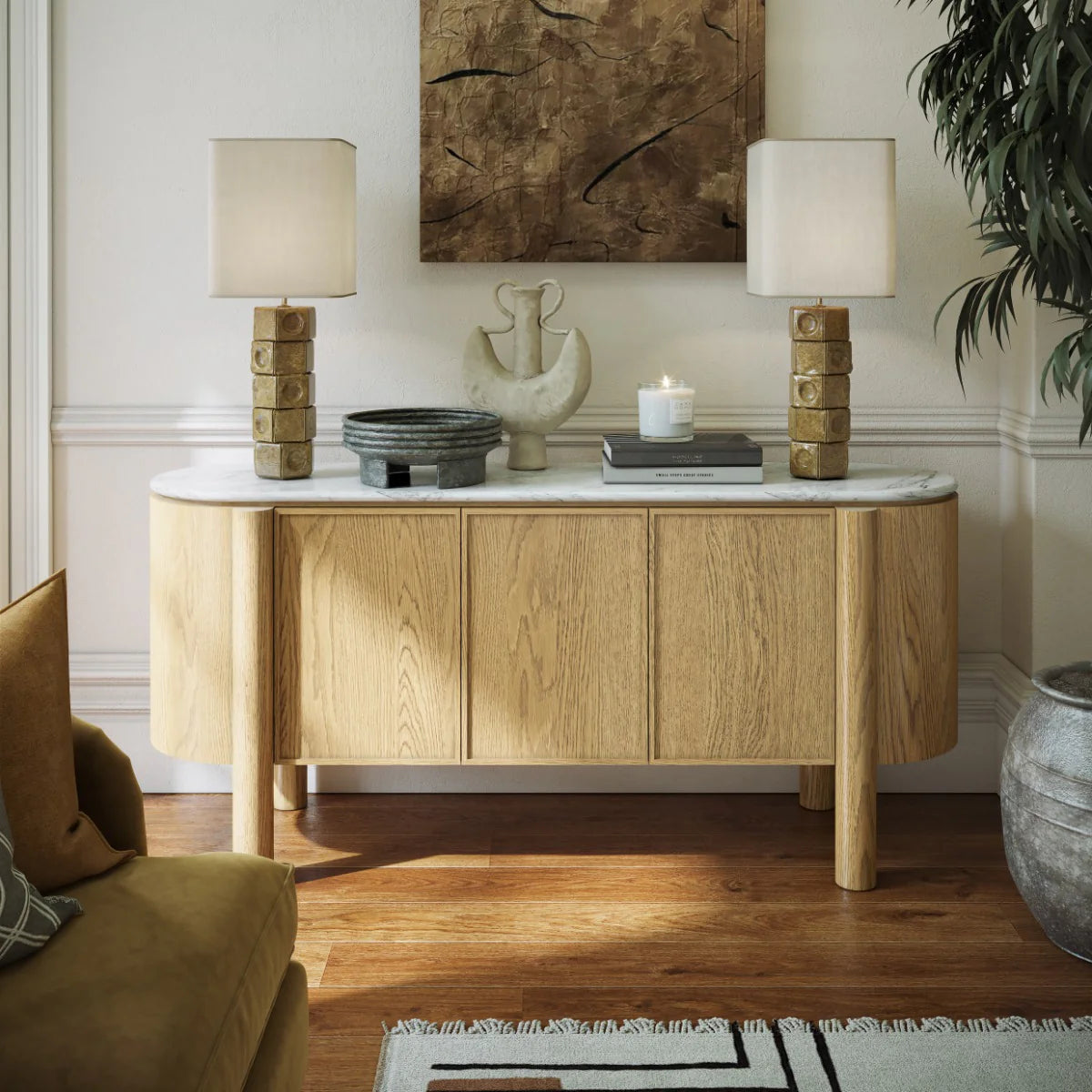 Phoenix Sideboard - Oak w/ Marble Top - Multiple Sizes