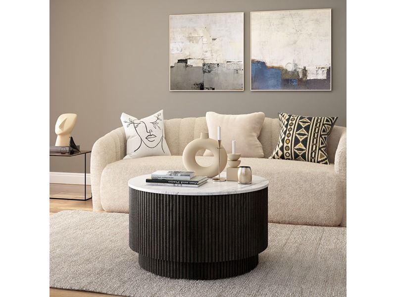 Lucas Coffee Table - Black w/ Marble Top