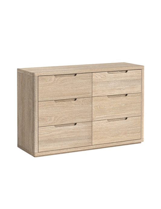 Portobello 6 Drawer Chest - Natural Oak