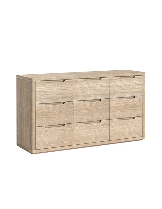 Portobello 9 Drawer Chest - Natural Oak