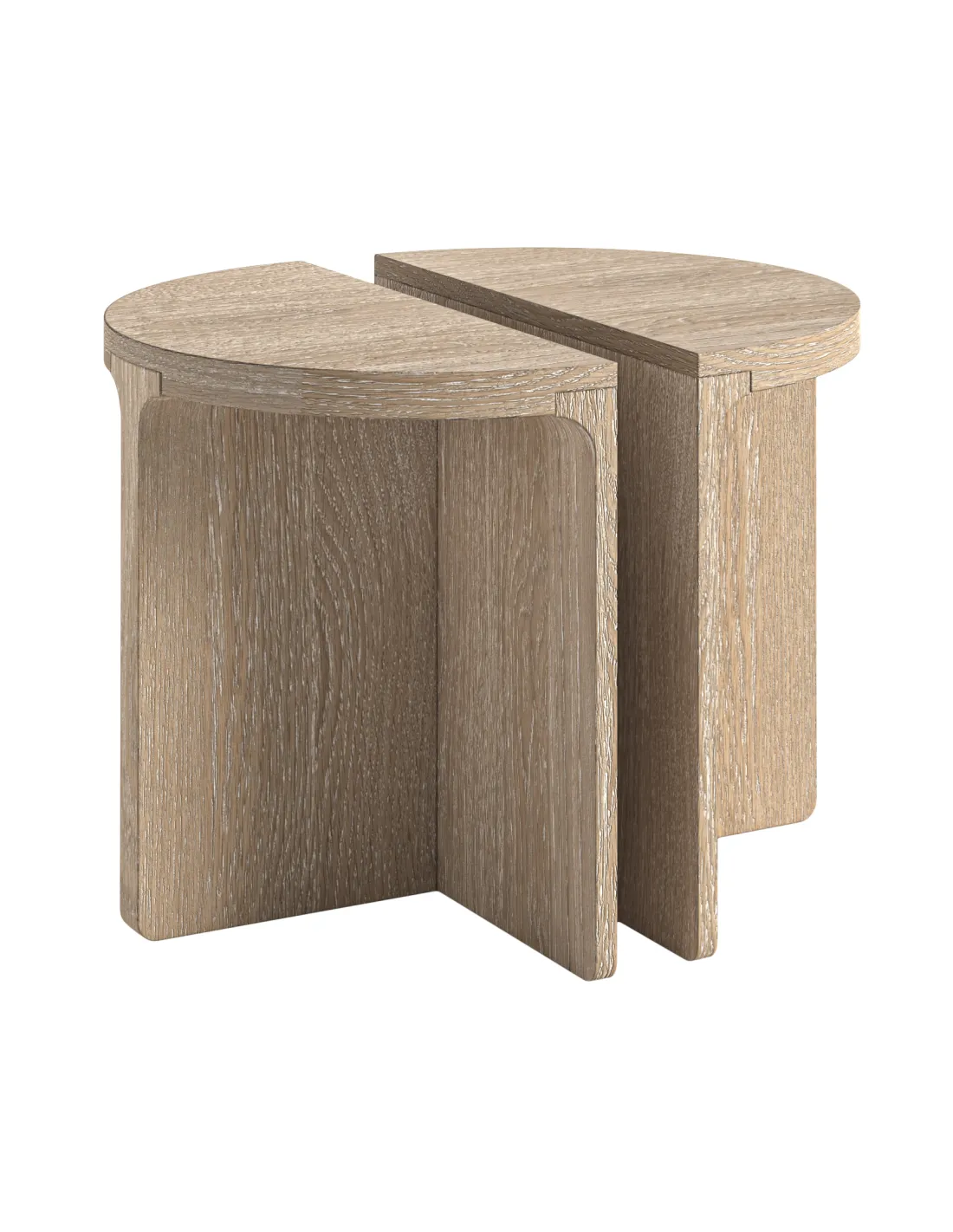 Portobello Half Moon Nest of Tables - Natural Oak