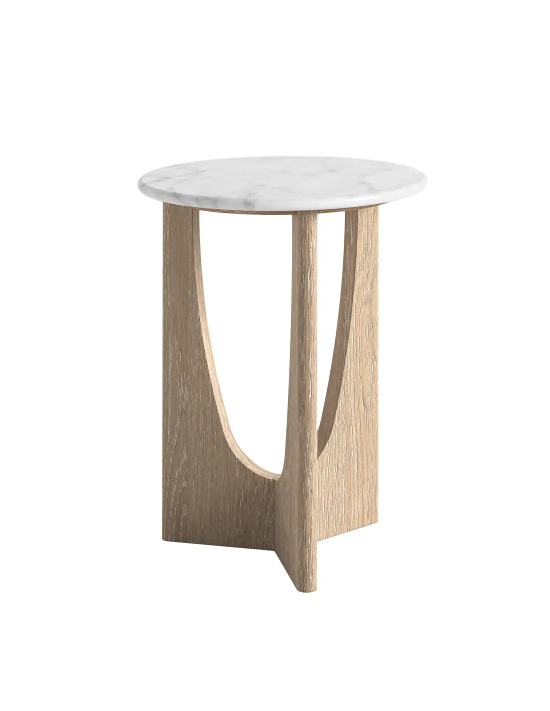 Portobello Round Side Table - Natural Oak w/ Travertine Top