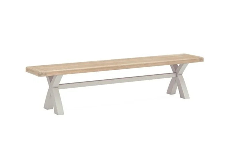 Salcombe Cross Leg Bench - Light Grey