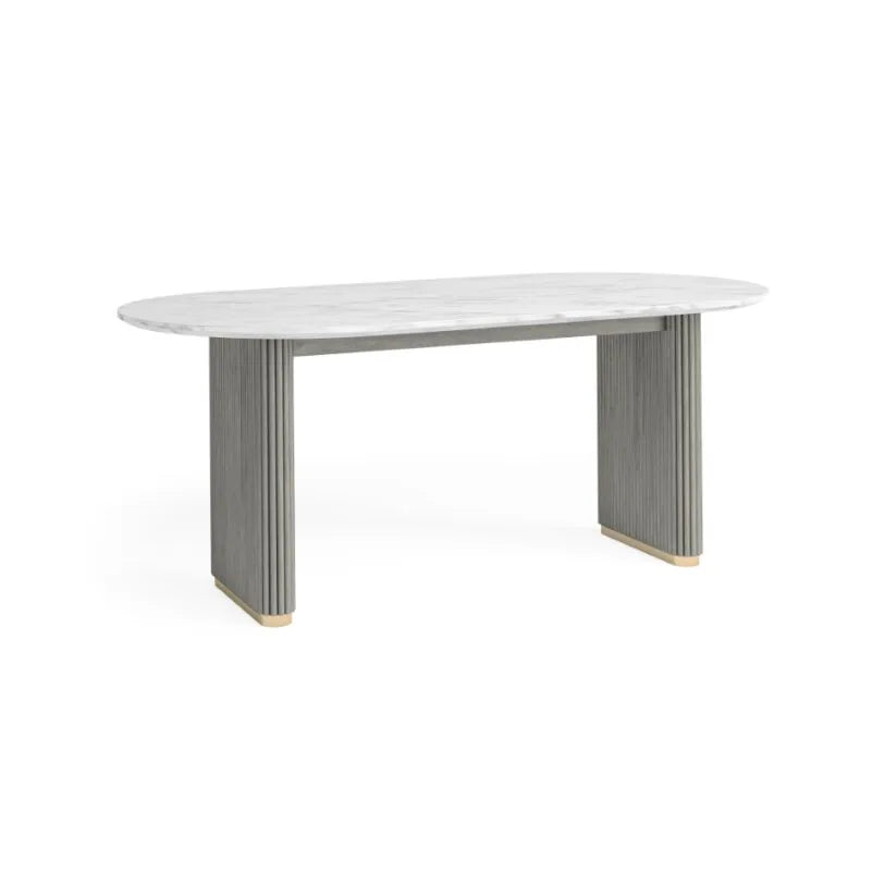 Isabella Oval Dining Table - Grey w/ Marble Top